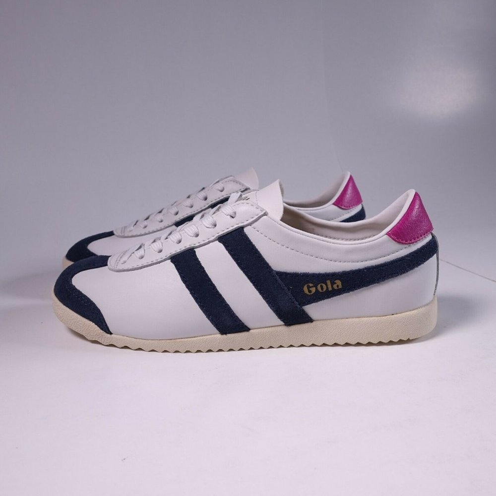 Gola Bullet Leather Sneakers CLA157 White/Navy - Picture 2 of 12